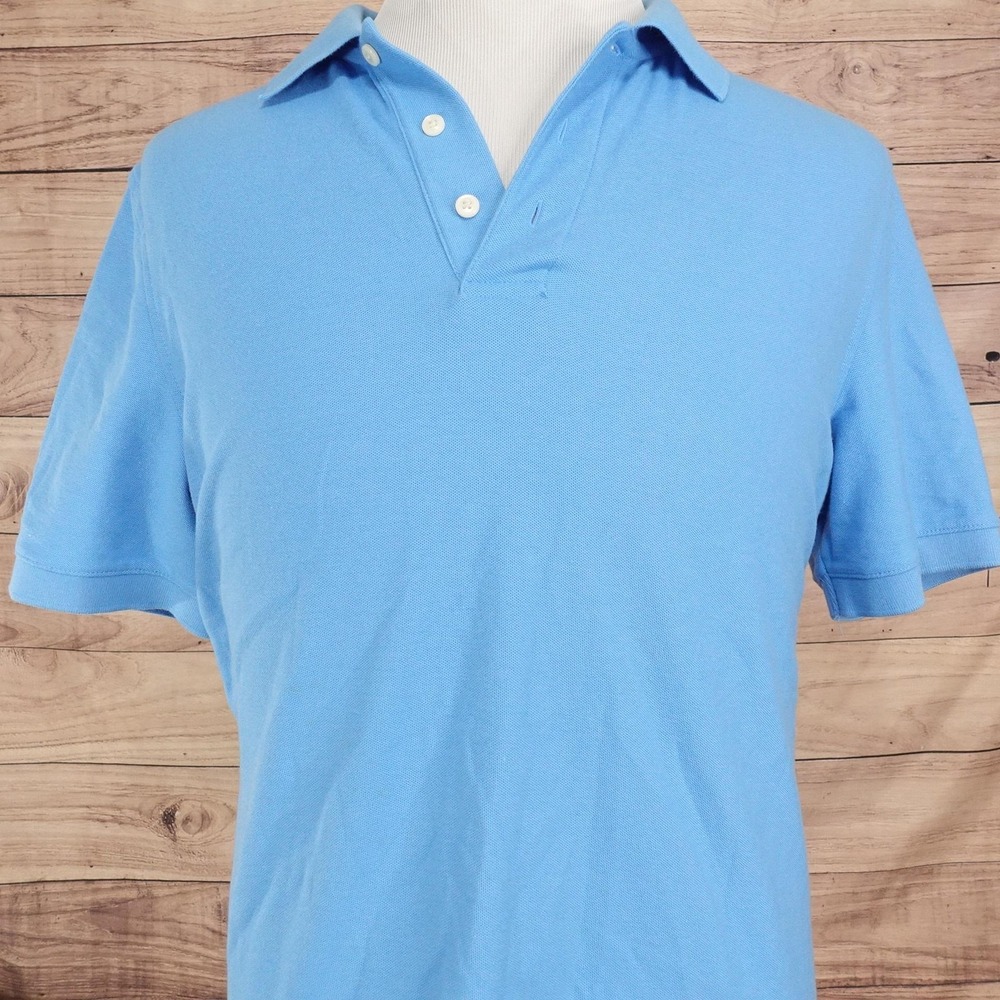 Croft & Barrow Polo Shirt Mens L Blue Signature Polo 100% Cotton Knit Casual